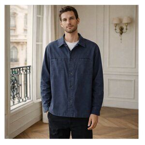 NEW Men's Pact Worker Jacket Navy Blue Long Sleeve Shirt XXL Organic Cotton